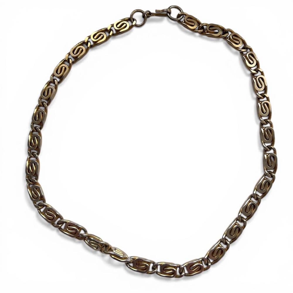Vintage Gold-Tone Sculpted Link Necklace - Gold - Picture 3 of 4
